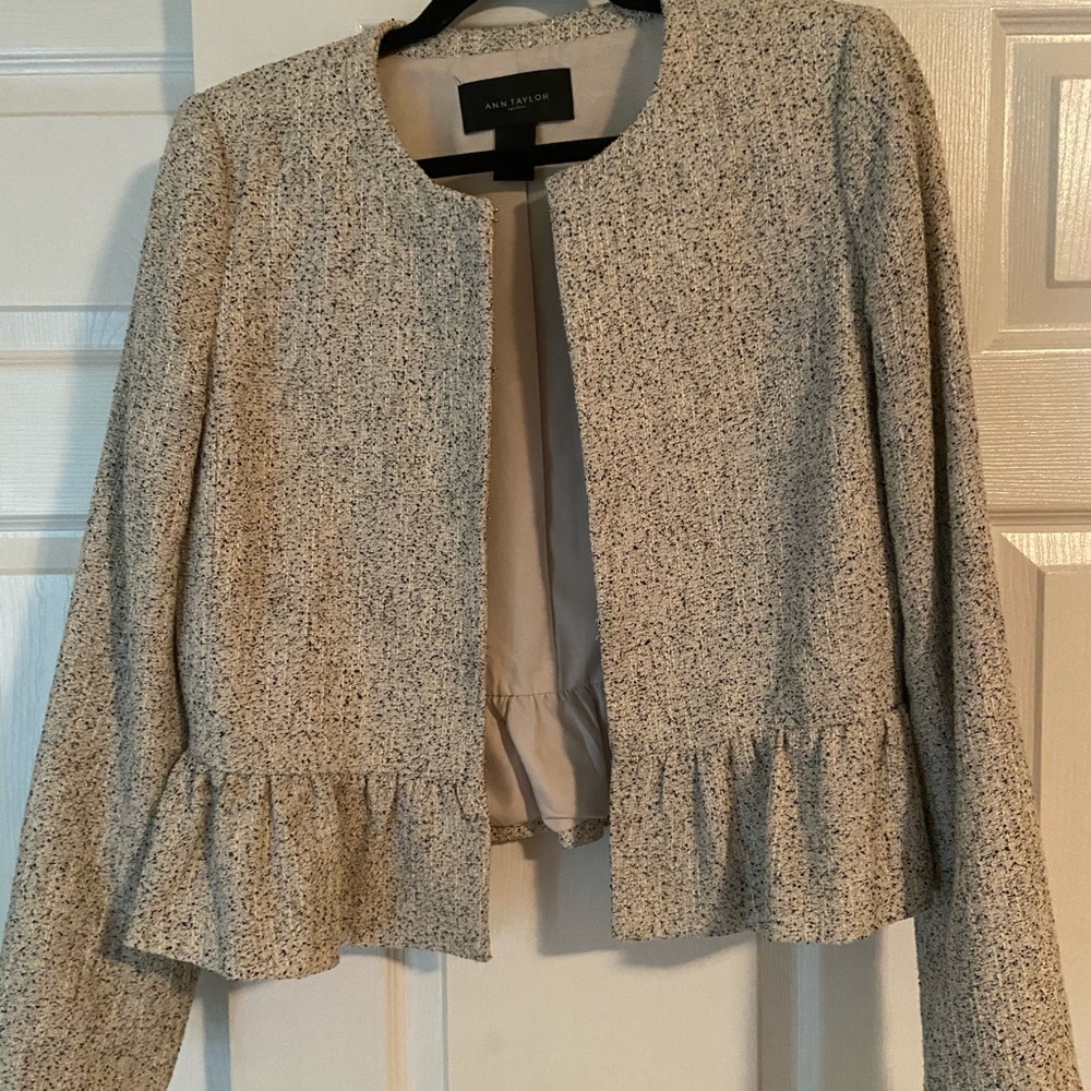 Ann Taylor factory peplum tweed suit jacket